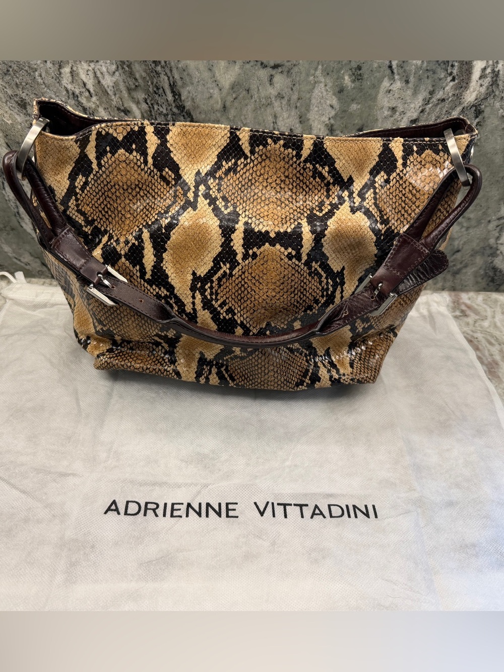 Adrienne Vittadini Vintage Snakeskin print leather Hobo Shoulder bag
